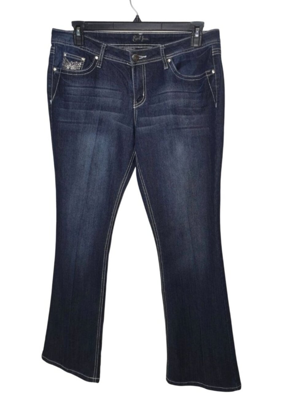 Earl Jean Junior 13 Bootcut Jeans Crystal Pockets Embellished Medium Grunge West